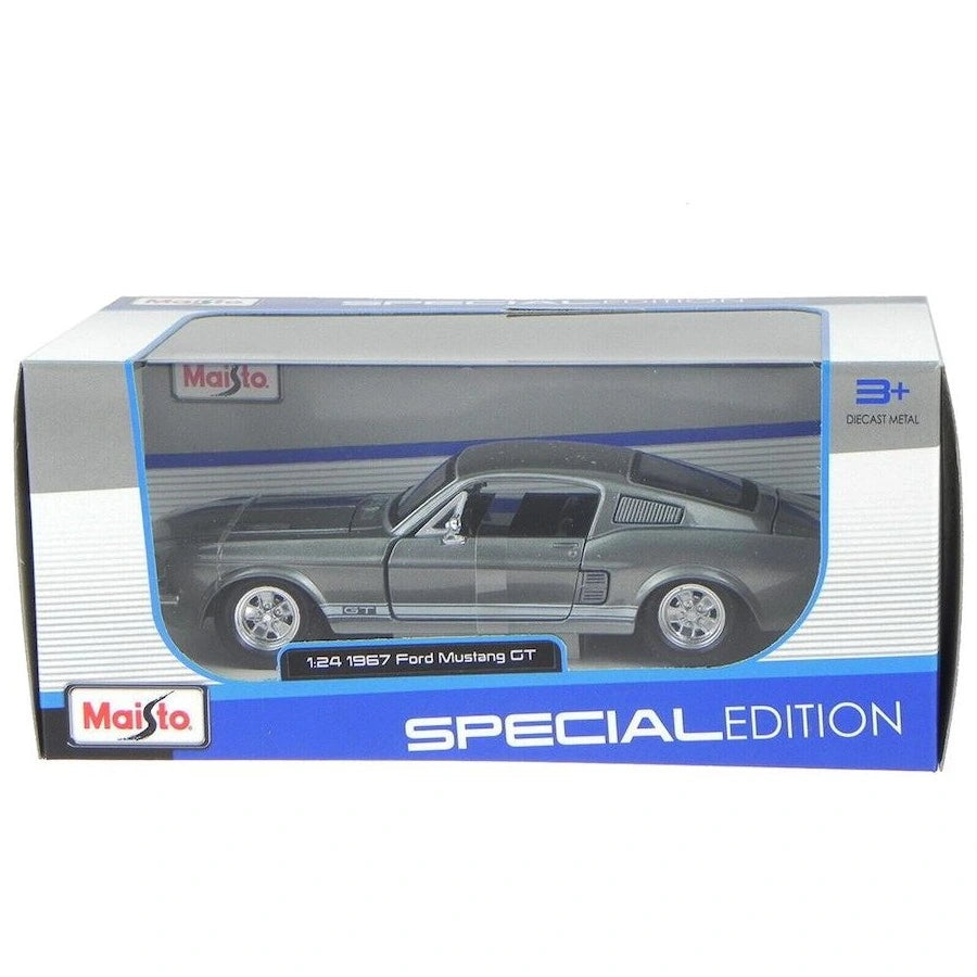 Maisto 1967 Ford Mustang GT metallic grey model in Special Edition retail packaging