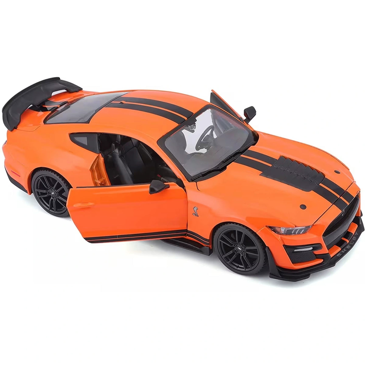 Maisto 2020 Ford Mustang Shelby GT500 front three quarter view with doors open