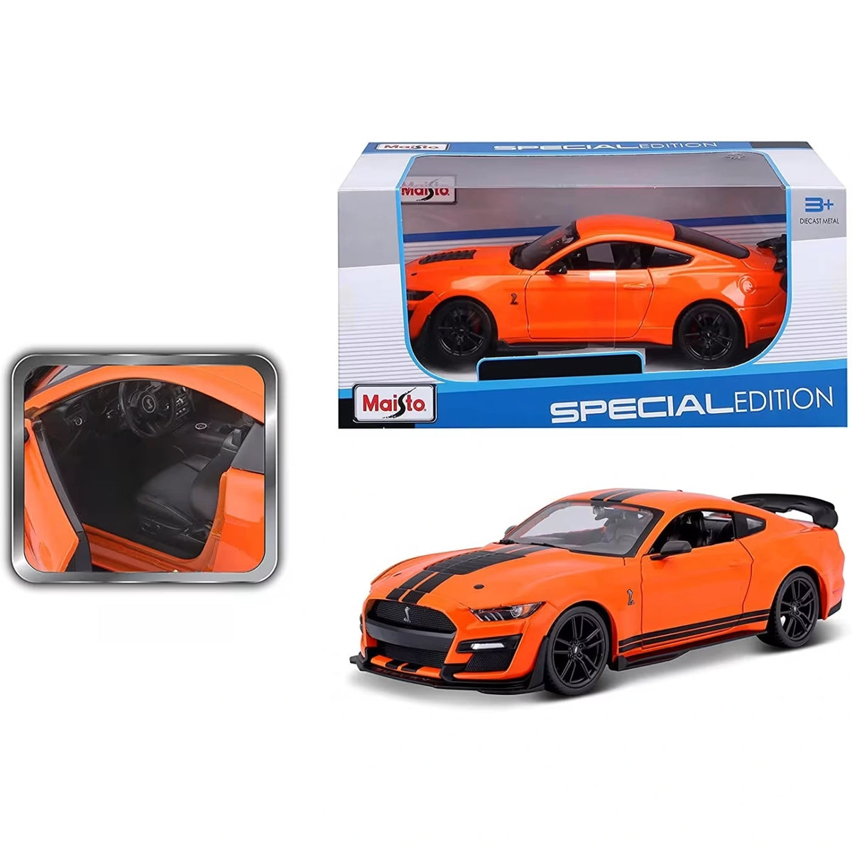Maisto 2020 Ford Mustang Shelby GT500 shown beside Special Edition retail packaging