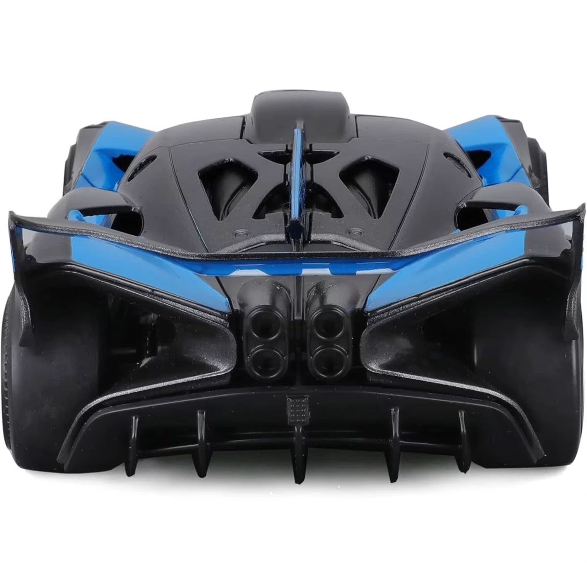 Maisto Bugatti Bolide Blue rear view showing large rear wing, central exhausts and rear diffuser