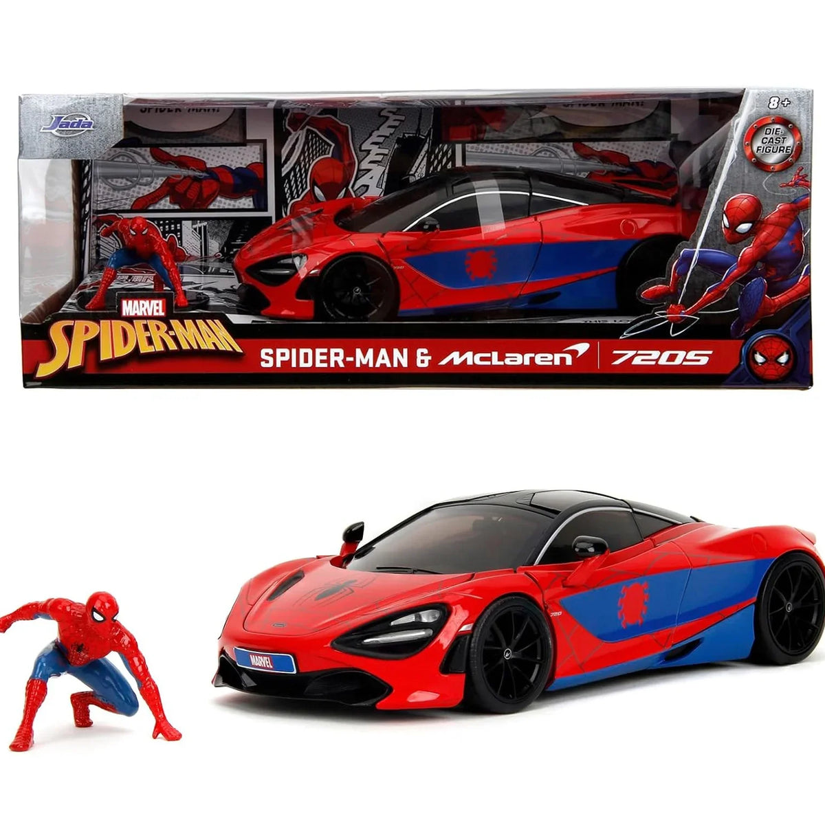 Marvel Spider-Man McLaren 720S 1:24 Diecast Car Set by Jada Toys