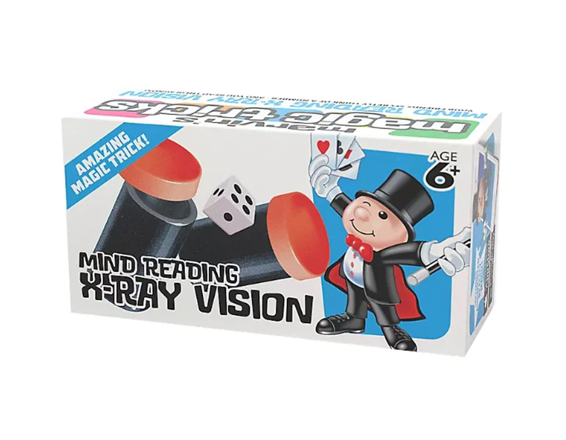 Marvin’s Magic X-Ray Vision Trick box showing cartoon magician and dice prop – Ireland