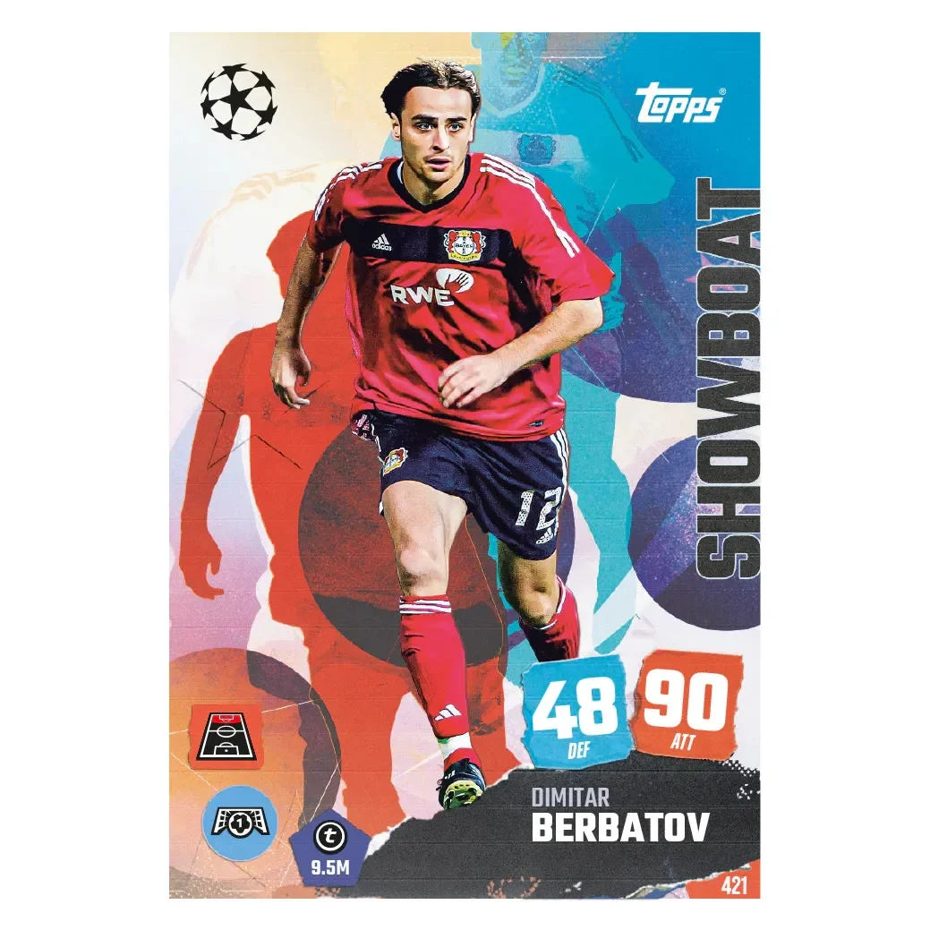 Dimitar Berbatov Showboat card from Match Attax 2025/26 set with 48 DEF and 90 ATT in Ireland