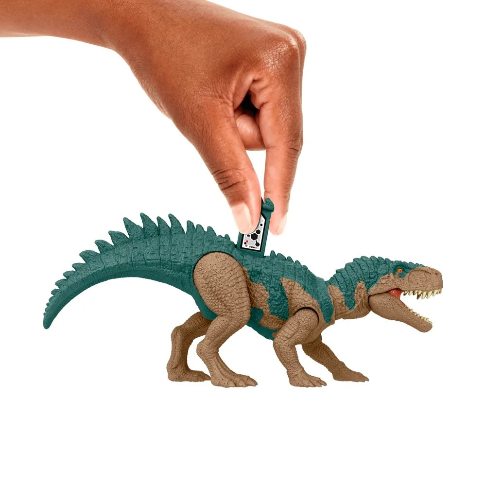 Rauisuchus toy with tracking code scanned by app in hand – Ireland