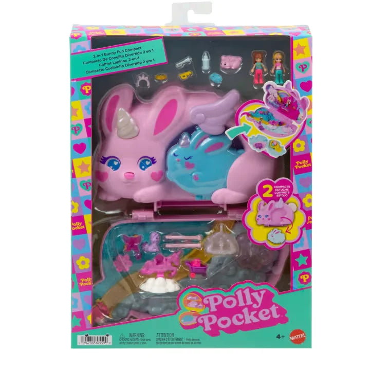 Packaged Polly Pocket 2-in-1 Bunny Compact playset with dolls and accessories – Ireland