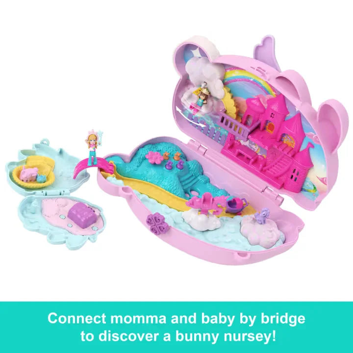 Polly Pocket dolls connecting mom and baby bunny compacts by bridge – Ireland