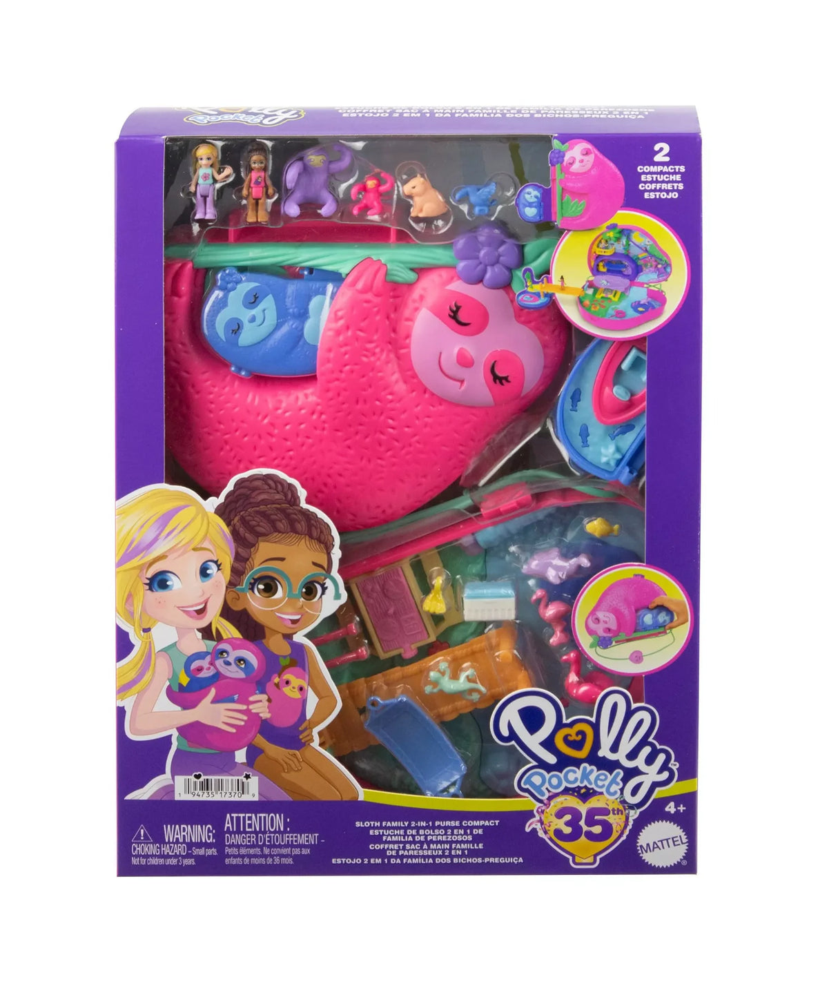 Packaged Polly Pocket Sloth Compact with dolls and accessories – Ireland