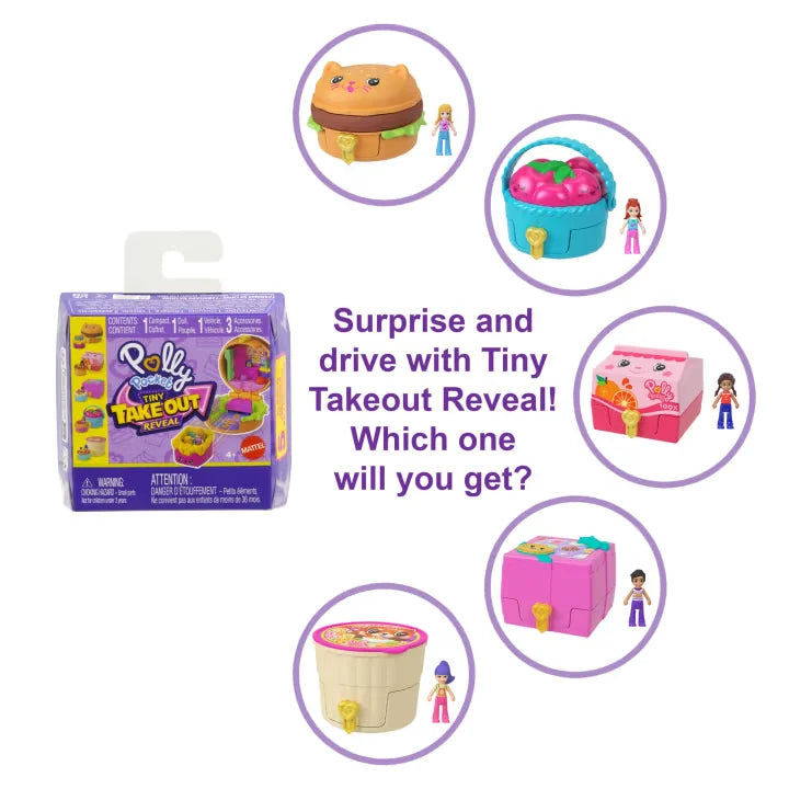 Polly Pocket surprise assortment contents showing doll and food-themed vehicle – Ireland