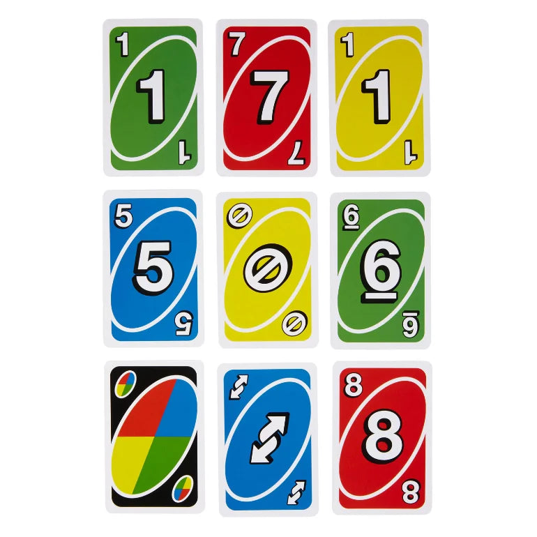 UNO Express cards laid out – travel-size card game for kids Ireland