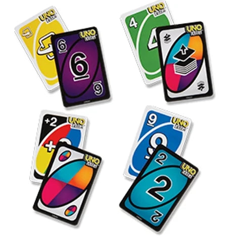 UNO Flip cards showing standard and dark side designs – Ireland