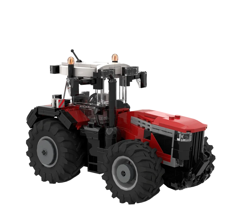Massey Ferguson 9S BRIXIES model viewed from the front right showing the bonnet, front wheel, cab and black front linkage