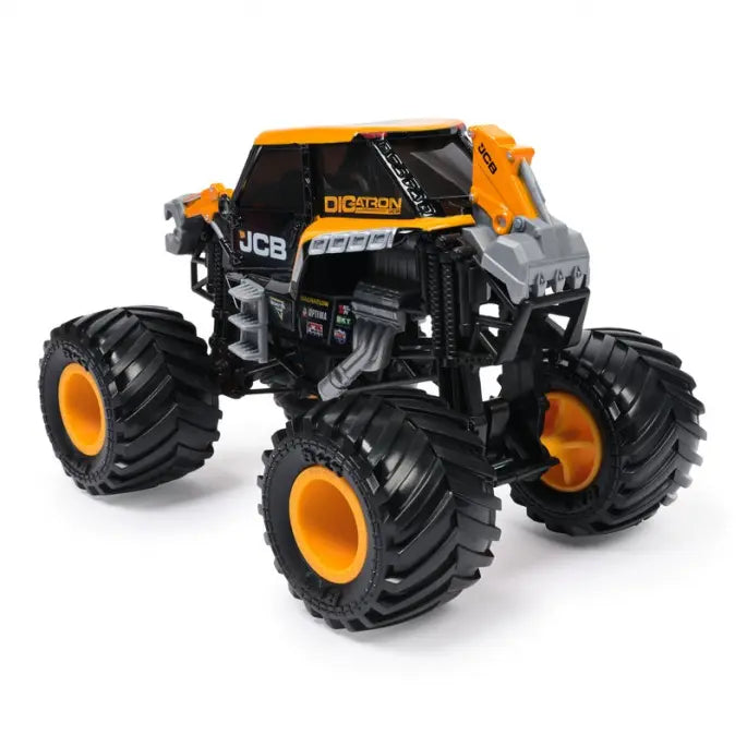 Monster Jam JCB DIGatron monster truck shown from the rear and side