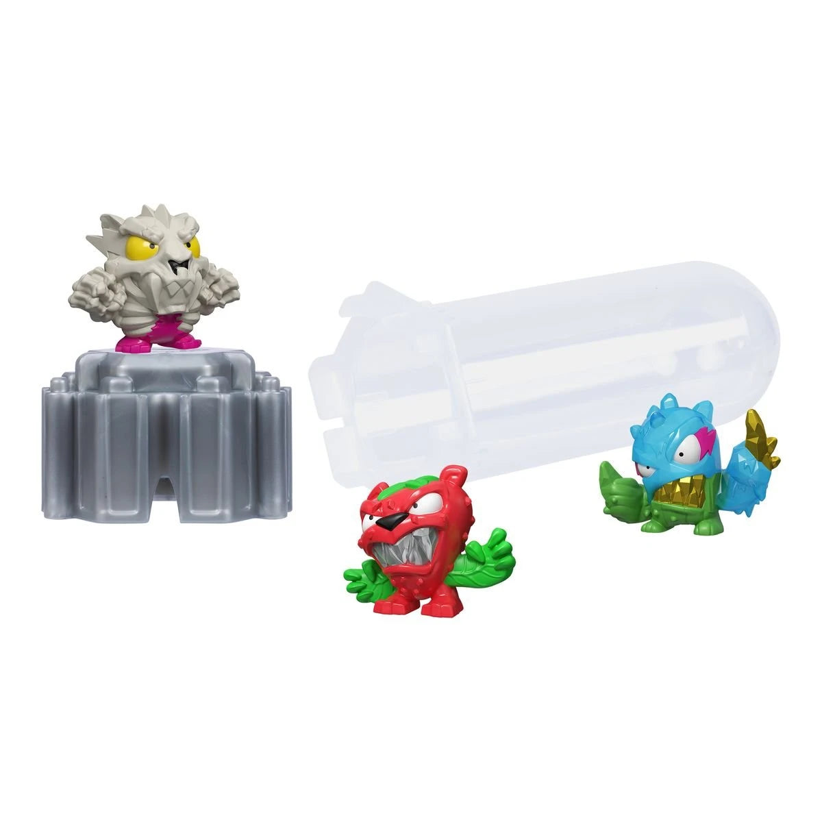 Mr Beast Lab Swarms Test Tube 3 Pack contents showing three micro beast figures and clear storage tube