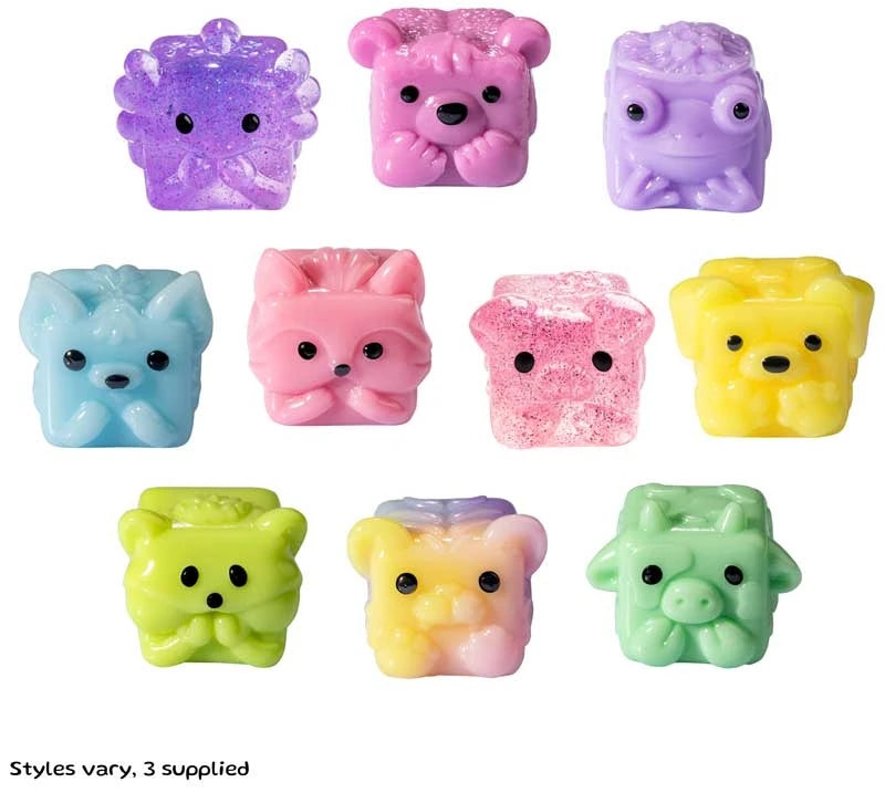 MushyKinz Mini Mystery Mushy Series One assortment showing ten colourful squishy characters
