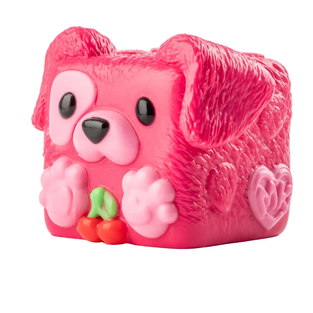 MushyKinz OG pink dog Taba Squishy holding red cherries