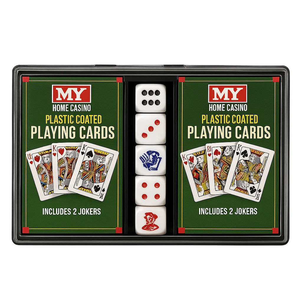 M.Y Playing Cards and Dice Set with two decks and five poker dice – Ireland