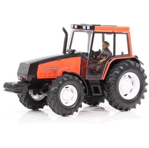 Britains Valtra Valmet 8950 tractor angled view showing farm toy model with driver in Ireland.