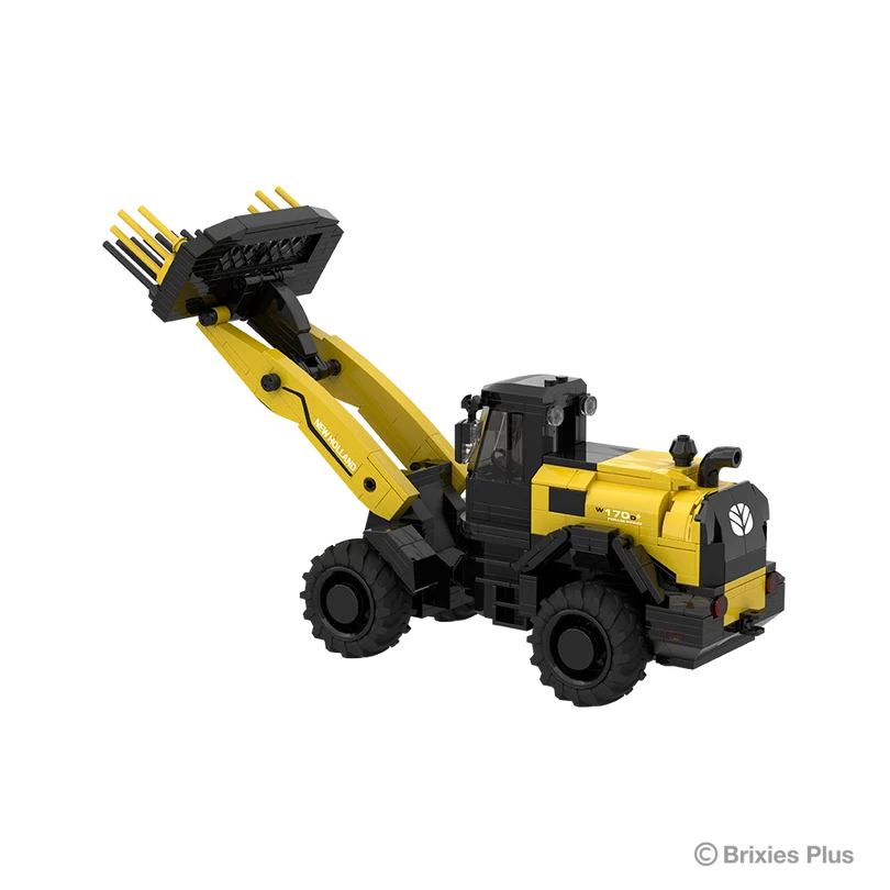 New Holland W170D+ BRIXIES model viewed from the opposite rear angle with W170D+ side marking, rear bodywork and raised front attachment visible