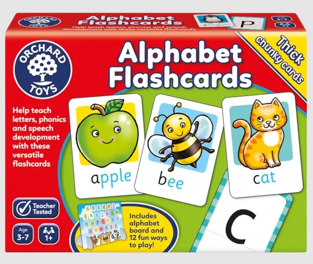 Orchard Toys Alphabet Flashcards box set with apple, bee and cat cards - Ireland