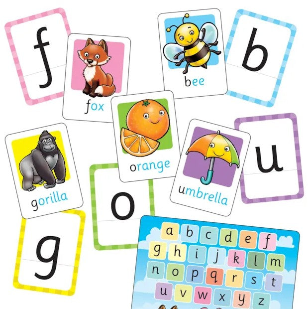 Alphabet letter and word matching flashcards with animal images - Ireland