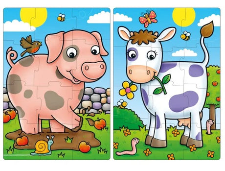 Completed pig and cow Orchard Toys jigsaw puzzles for toddlers in Ireland