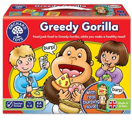 Orchard Toys Greedy Gorilla Game box front – Ireland