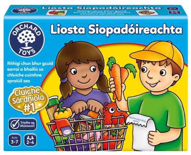 Orchard Toys Liosta Siopadóireachta Irish Language Game Front Box Ireland