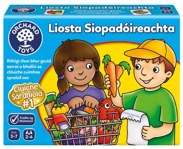 Orchard Toys Liosta Siopadóireachta Irish Language Game Front Box Ireland