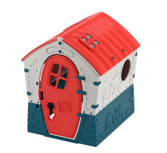 Palplay Dream House Playhouse front view with red door and white walls – Ireland