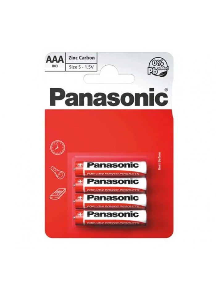 Panasonic AAA Zinc Carbon 4 Pack Battery for low-drain devices Ireland