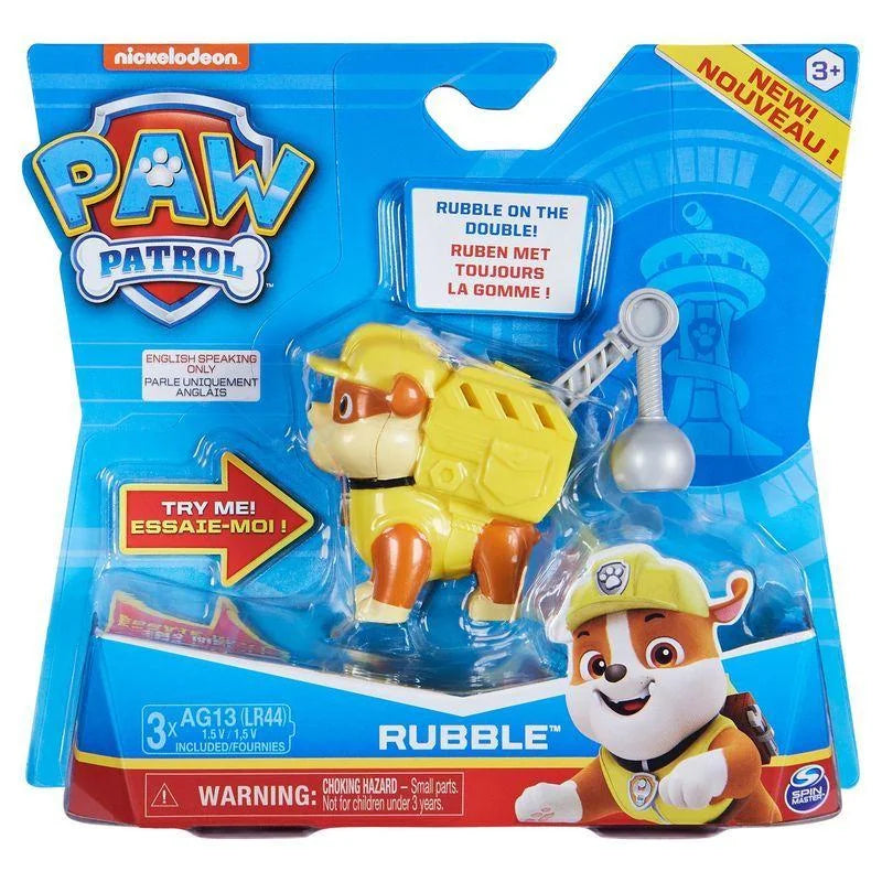 Paw Patrol Action Pack Rubble Figure in retail packaging with Try Me button Ireland