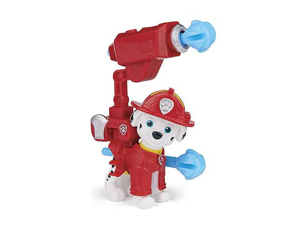 Marshall figure in red outfit with launcher and blue projectiles
