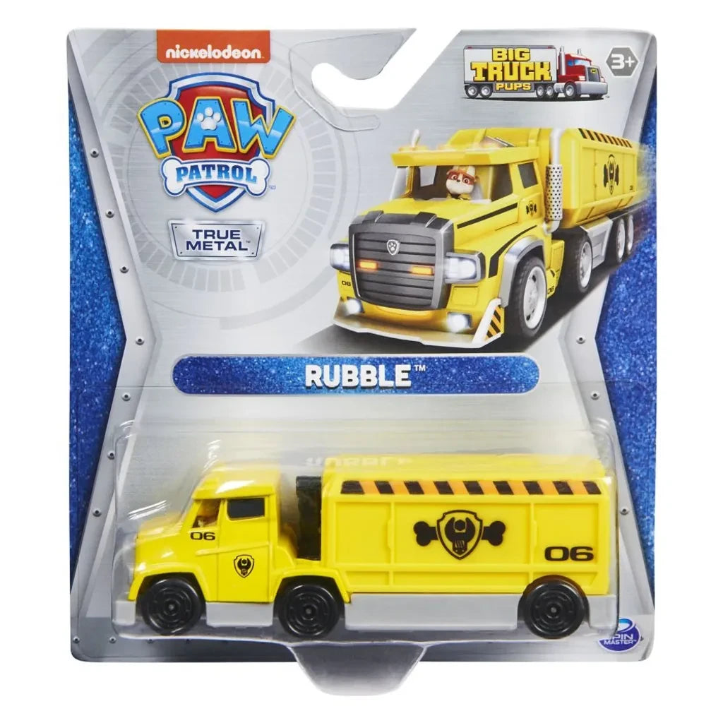Rubble PAW Patrol True Metal Big Truck Pups truck shown in front facing packaging