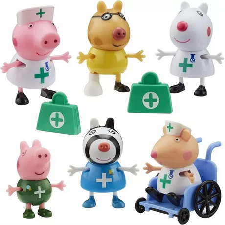 Close up of Peppa Pig Doctors and Nurses toy figures with accessories Ireland