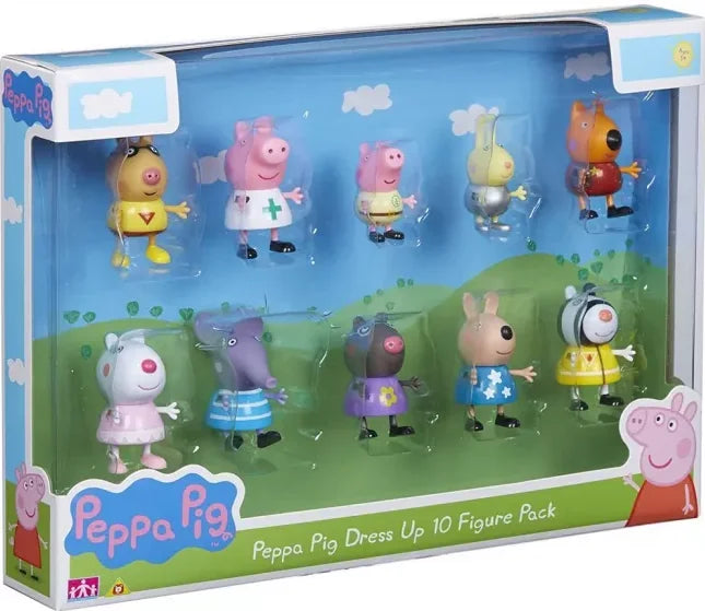 Peppa Pig Dress Up 10 Figure Toy Pack angled packaging view Ireland