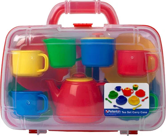 Tea set close-up inside clear Peterkin carry case showing accessories – Ireland