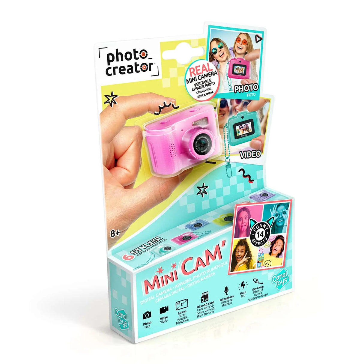 Photo Creator Mini Cam retail pack with sample photo and video effects in Ireland