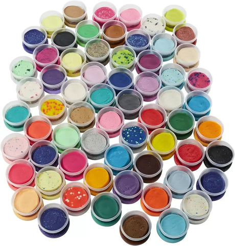 Overhead view of open Play-Doh tubs revealing a rainbow of modelling compound shades – Ireland