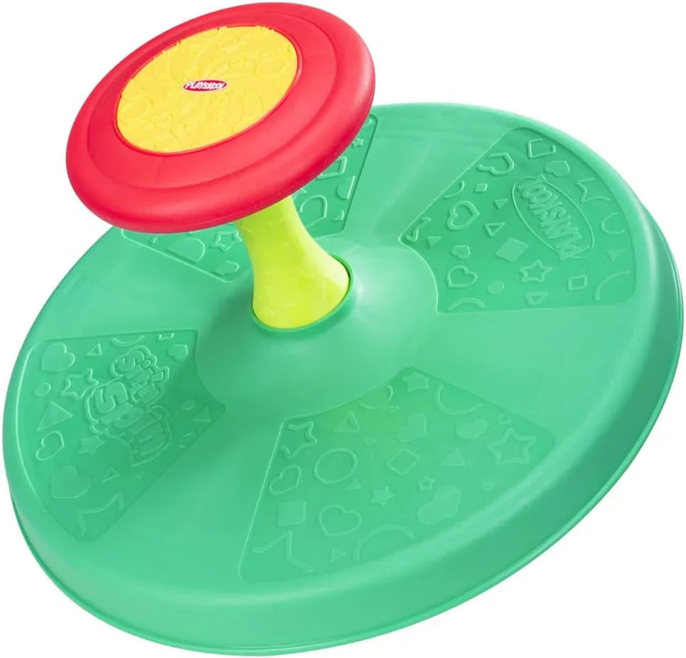 Playskool Sit 'n Spin green base and red-yellow spinning handle close-up in Ireland