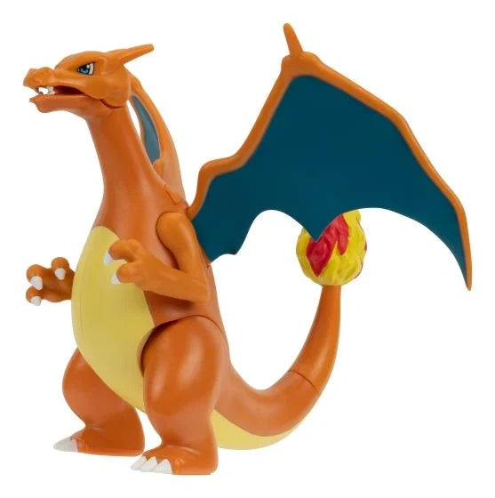 Charizard Pokemon Battle Feature Figure side view showing blue wings, yellow belly and flame tail detail