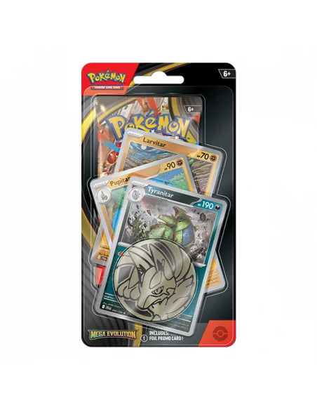 Pokémon Mega Evolution Premium Checklane Blister front pack with promo cards and coin in Ireland