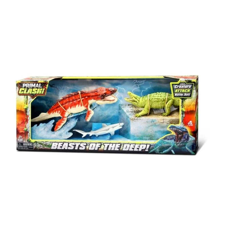 Primal Clash Beasts of the Deep box with dinosaur, crocodile and shark figures in Ireland