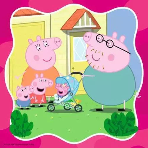 Ravensburger Peppa Pig jigsaw with Peppa, George, Mummy Pig and Daddy Pig together in the garden