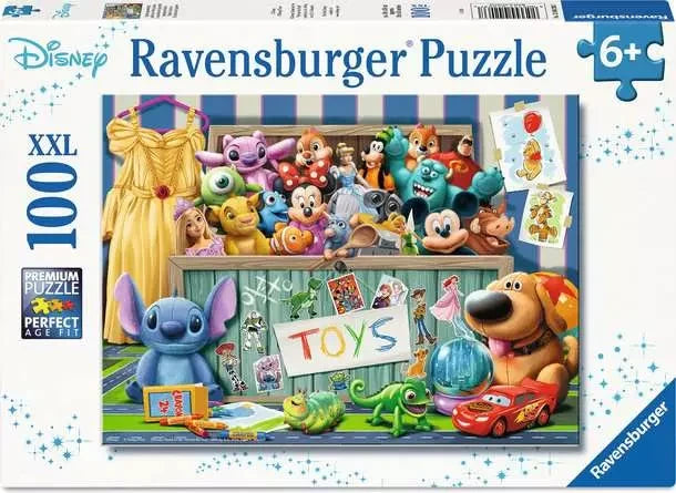 Ravensburger Pixar Multicharacter 100 Piece XXL jigsaw puzzle retail box showing the completed Pixar character artwork on the front