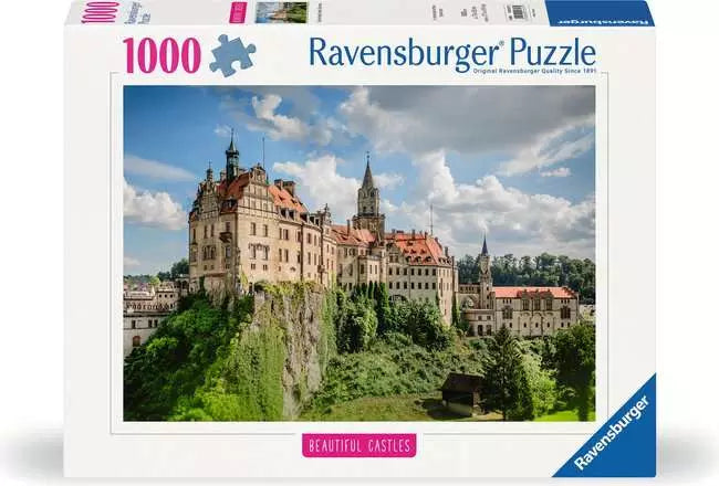 Ravensburger Sigmaringen Castle 1000 piece jigsaw puzzle box front showing the castle on a rocky cliff above green trees