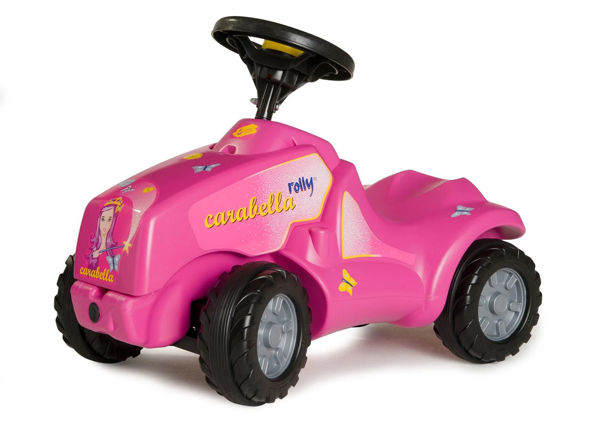 Rolly Carabella pink ride-on tractor front view with butterfly and fairy graphics – Ireland