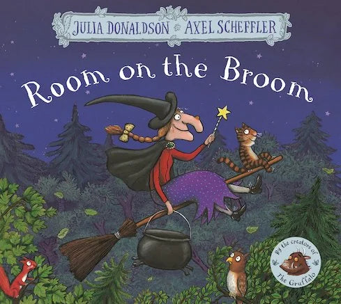 Front cover of Room on the Broom board book by Julia Donaldson and Axel Scheffler in Ireland