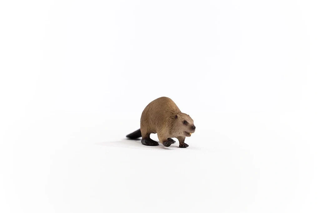 Schleich Beaver figure facing slightly right with visible front teeth, one forepaw raised and dark feet