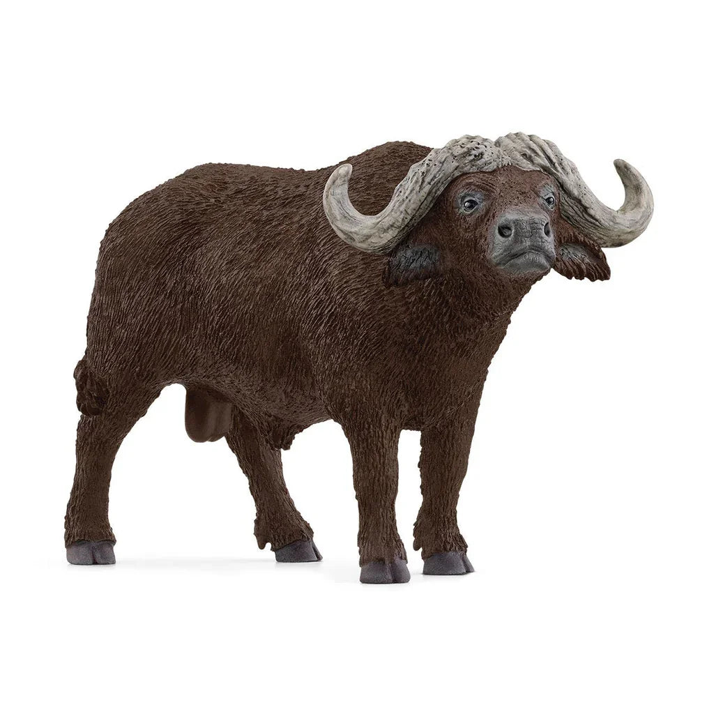 Schleich Cape Buffalo toy with large curved horns and black coat, Ireland model 14872