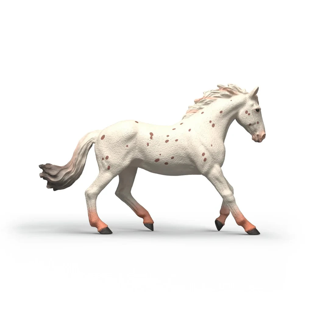 Schleich Knabstrupper Mare figure shown side on with spotted coat and dark tail